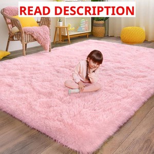 Fluffy Pink Rug for Bedroom Girls, 5x7 Soft Fuzzy Plush Shag Area Rug for Living Room, Cute Comfy Throw Rug for Kids, Non-Slip Indoor Shaggy Floor Carpet for Nursery Teen Dorms Home Decor Aesthetic