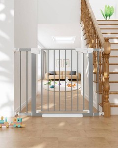 Cumbor 29.7-40.6 Baby Gate for Stairs, Moms Choice Awards Winner-Dog Gates for Doorways, Pressure Mounted Auto-Close Pet Gates for Dogs Indoor, Safety Child Gate with Easy Walk Thru Door, Gray