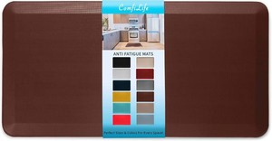 ComfiLife Anti Fatigue Floor Mat   34 Inch Thick Kitchen Mats for Floor, Standing Desk Mat, Kitchen Rug   Comfort at Home, Office   Durable   Stain Resistant   Non-Slip Bottom (24 x 70, Brown)