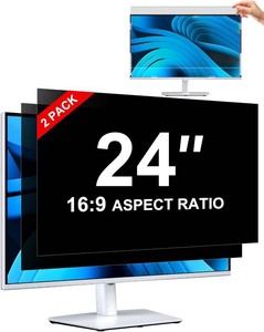 2-Pack Privacy Screen For Computer Monitor, 24-Inch 169 Aspect Ratio Anti SpyBule LightGlare And Eye Protection, 2 Install Ways Removable For Office, Airport, Cafe And Other Public Area Diagonal 24 Inches, Width 20.92 Inches, Height 11.77 Inches