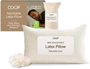$149 Coop Home Goods Adjustable Latex Pillow Queen, Talalay Latex & Microfiber Fill, Best Pillows for Sleeping, Ergonomic, Naturally Cooling, Eco-Friendly, Medium Firm for Back, Side & Stomach Sleepers