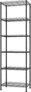 HOMEFORT 6-Shelving Unit, Adjustable Wire Shelving, Metal Wire Shelf Rack Organizer for Kitchen, Pantry, Closet, Bathroom, Laundry, Black,21 W x 11 D x 69 H