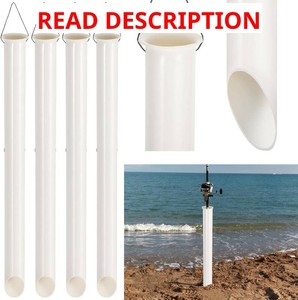 4 Pack 27in Sand Spike PVC Tubular Sand Spike Fishing Rod Holder for Surf Fishing for Beaches, Rivers and Sandy Beaches