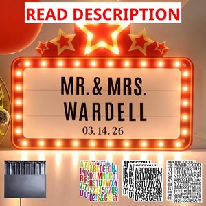Personalized LED Wedding Bottle Service Sign, Large Marquee Letter Light Sign with Letters Stickers for Wedding Reception, Birthday Party Nightclub Bar Entrance Decor, 20x 16.5 Warm White Light