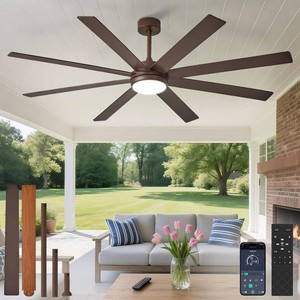 $130 Depuley 72 Ceiling Fans with Lights Large IndoorOutdoor Ceiling Fan for Patios Living Room - 8 Blades Brown Dimmable Ceiling Fans with Remote APP Control Timer Reversible Quiet DC Motor 6 Speeds