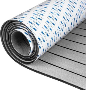 OCEANBROAD EVA Foam Boat Flooring with 3M Adhesive Backing Marine Self-Adhesive Decking 96x45.63628.816.8, 48x16.8 Faux Teak Sheet for Jon Boats Swim Platform Helm Pad RV Floor