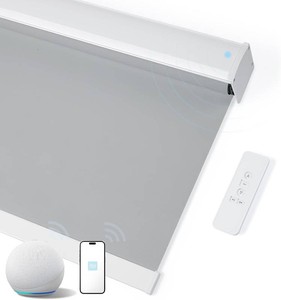 Motorized Roller Shades with Remote, Cordless Automatic Window Shades,Compatible with Alexa and Google Home Grey, 25 W x 72 H