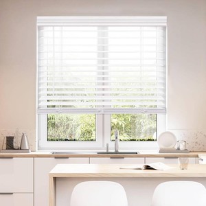 DEZ FURNISHINGS Cordless 2 Faux Wood Blind, 36 W x 64 H, White