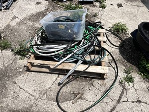 Lot of Garden Hoses, Expandable Hose with Fittings and Water Pump on Pallet