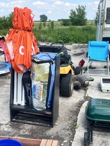 Gladiator Storage Rack with Gatorade Shade Tent and 14x12 Tent