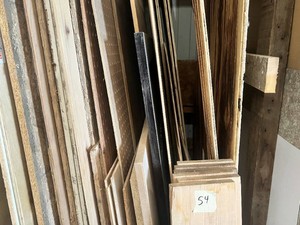 Lot of Assorted Lumber and Wood Materials Including Plywood Sheets, Trim Boards, MDF, Pegboard, OSB and Dimensional Lumber