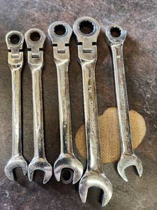 GearWrench Flex Head Ratcheting Combination Wrench Set 38, 716, 12, 58 and 12 SAE