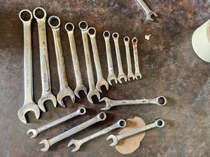 Lot of Combination Wrenches Including Easco 18mm, Allen 13mm USA, Durabuilt 10, Thorsen 10mm, Pittsburgh 7mm, and Various Metric Sizes from 7mm to 19mm
