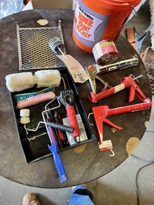 Homer 5 Gallon Paint Bucket, Caulking Guns, Roller Tray Set with Paint Roller, Painting Tape and Painting Supplies