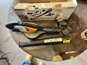 WORX AIR 20V Cordless Leaf Blower with Blower Tube, Battery Charger, and Original Box