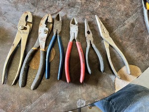 Assorted Pliers Including Slip Joint, Lineman, Needle Nose and Diagonal Cutting Pliers