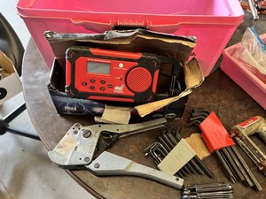 Ambient Weather Portable Emergency Radio, Hex Key Set, and Assorted Tools