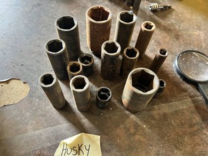 Mixed Impact Sockets including Husky Tools, 1-116 and 2 Sockets