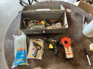 Various Brands Hot Glue Guns with Glue Sticks and Black & Decker Stud Finder, Tape and  More