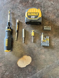 DeWalt 25 Tape Measure, Magnetic Screwdriver, and Accessories
