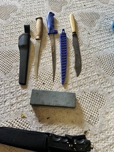 Assorted Knives and Sharpening Stone Set