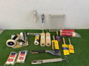 Paint Supplies - Paint Mixer, Brushes, Rollers, Hand-Masker Dispenser & Scraper