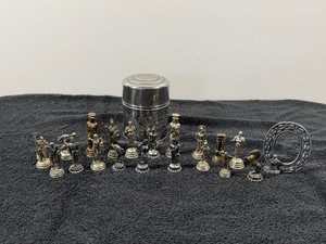 Metal Canister with Medieval Figurines and More