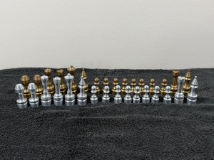 Aluminum and Brass Chess Pieces - Complete Set of 32