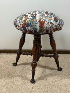 Vintage Stool with Cast Iron Claw Feet and Glass Balls