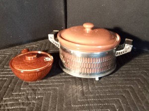 Cooking pot and metal holder (Gurnsey Cooking)