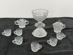 Lot of 10 Vintage Clear Cut Glass Ware