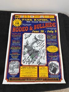 Park Rapids, MN 18th Annual Headwaters Rodeo & Bullride Advertisement Poster with Autographs