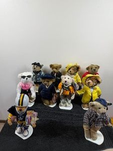Lot of 10 Brass Button Collectors Bears on Display Stands - All of them have original tags on them