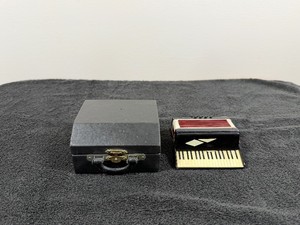 Vintage miniature replica accordion display figurine that comes with its own custom, red velvet-lined hardshell carrying case.