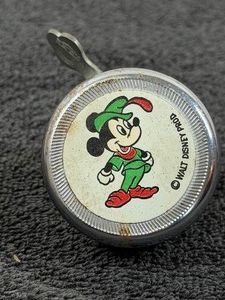 vintage Mickey Mouse bicycle bell featuring Mickey dressed up as Robin Hood. It was manufactured in Germany (most notably by the brand Reich)