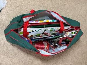 Bag Full of Wrapping Paper, Ribbon and More