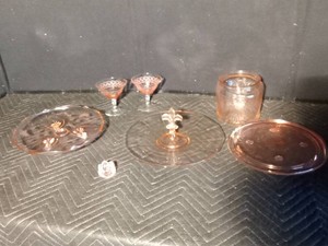 Pink Fostoria and pink depression glass