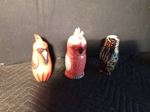 3 Bird Nesting dolls - Owl, Parrot, Cardinal
