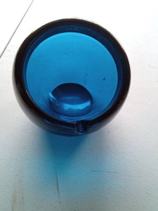 Vintage MCM Viking glass Biunique orb ashtray sphere Cobalt blue