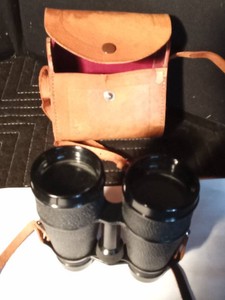 Vintage binoculars in leather case
