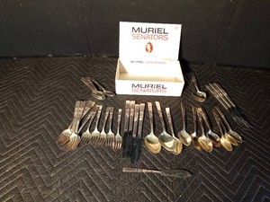 Cigar box of vintage Community silverware