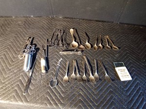 Lot of vintage silver-plated silverware, other kitchen utensils and more