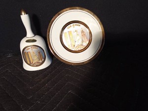 24K gold trimmed New York plate and bell