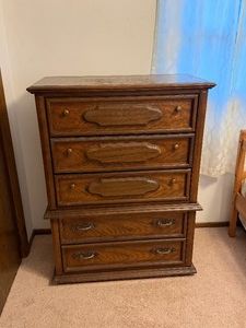 Vintage 5 Drawer Bassett Furniture Wood DresserBRING HELP TO LOAD