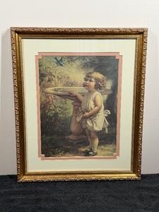 vintage print titled The Song of the Bluebird (also commonly referred to as My Bluebird or My Morning Friend) by the American illustrator Zula Kenyon.