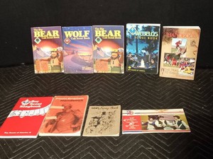 Army song book, postcards, Cub Scouts song and handbooks
