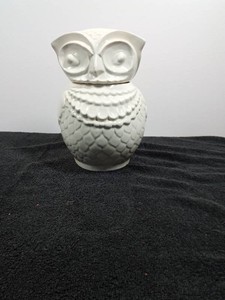 1940s American Bisque cookie jar white owl ceramic