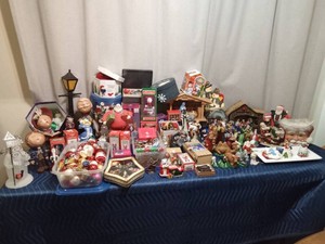 Lot of Christmas items including vintage bulbs