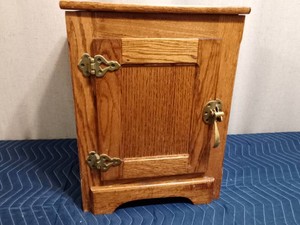 wooden oak box with mirror inside