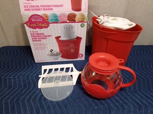 Rival ice cream frozen yogurt and sorbet maker and a microwavable popcorn popper